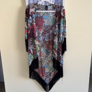 Colorful Paisley Fringe Kimono